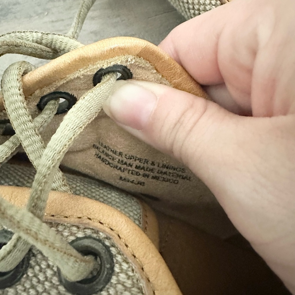 Børn tan Leather Canvas Lace Up Walking Sneaker Shoes size 8.5/40 - Picture 6 of 8